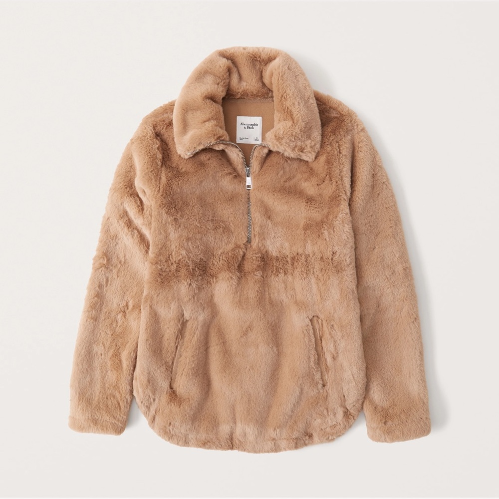 Abercrombie Half-Zip Faux Fur Sweatshirt